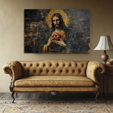 Sacro Cuore di Gesù | Dipinto con acrilico e foglia d'oro